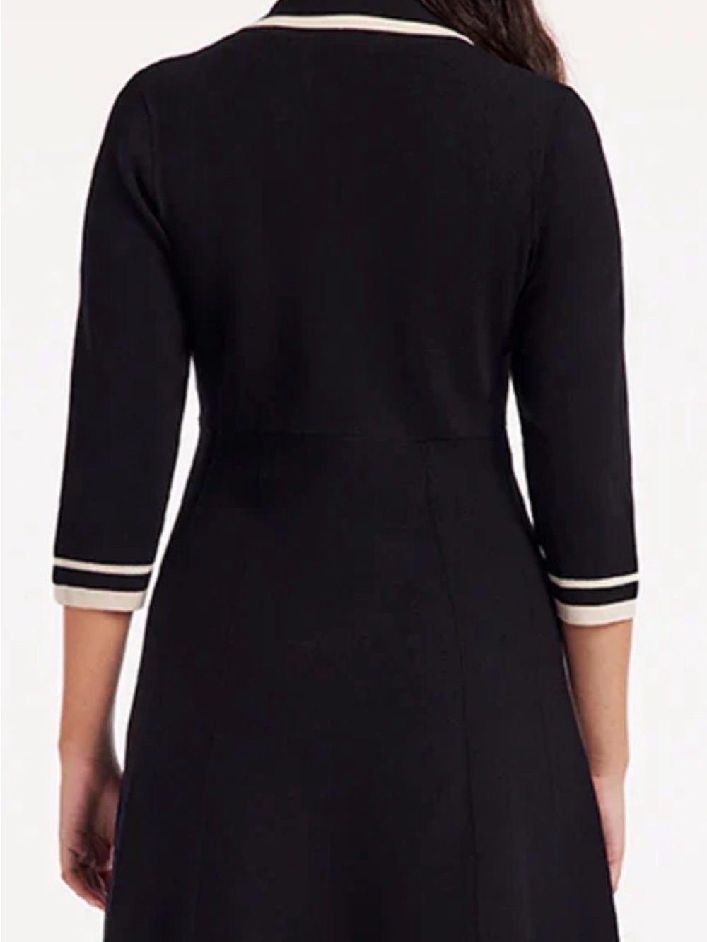 NWT Goelia Elegant Black Dress, Cream Trim, Double-Breasted Pearl Buttons - Sz L - Picture 6 of 8
